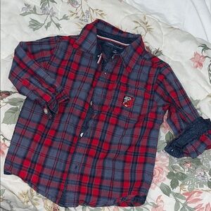 Tommy Hilfiger Kids Navy and Crimson Checkered Shirt